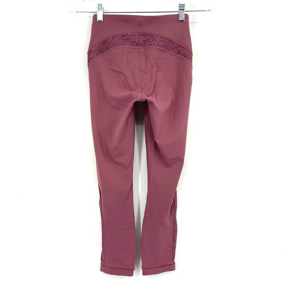 Lululemon Wunder Under Crop HR 21" Flocked Everlux Plumful Size 4 - Picture 2 of 10